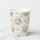 Elegant Pastel Roses Shabby Chic Bridal Shower Pappbecher (Rückseite)