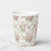 Elegant Pastel Roses Shabby Chic Bridal Shower Pappbecher (Rechts)