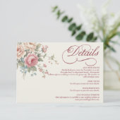 Elegant Pastel Roses Shabby Chic Wedding Begleitkarte (Stehend Vorderseite)