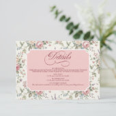 Elegant Pastel Roses Shabby Chic Wedding Begleitkarte (Stehend Vorderseite)
