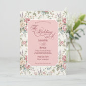 Elegant Pastel Roses Shabby Chic Wedding Einladung (Stehend Vorderseite)