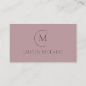 Elegant Pastel Taupe Pink Circle Monogram Visitenkarte (Vorderseite)