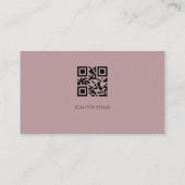 Elegant Pastel Taupe Pink QR Code Business Card Visitenkarte (Rückseite)