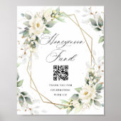 Elegant Pastel White Roses Eucalypt Honeymoon Fund Poster (Vorne)