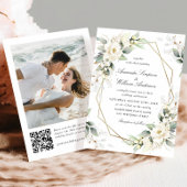 Elegant Pastel White Roses Eucalyptus Wedding Einladung