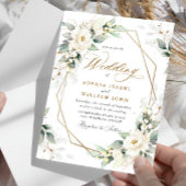Elegant Pastel White Roses Eucalyptus Wedding Einladung