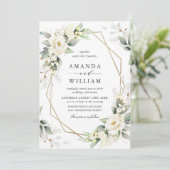 Elegant Pastel White Roses Eucalyptus Wedding Einladung (Stehend Vorderseite)