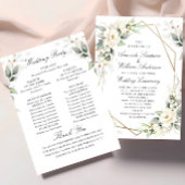 Elegant Pastel White Roses Eucalyptus Wedding Programm