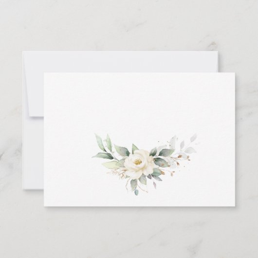 Elegant Pastel White Roses Eucalyptus Wedding RSVP Karte (Rückseite)