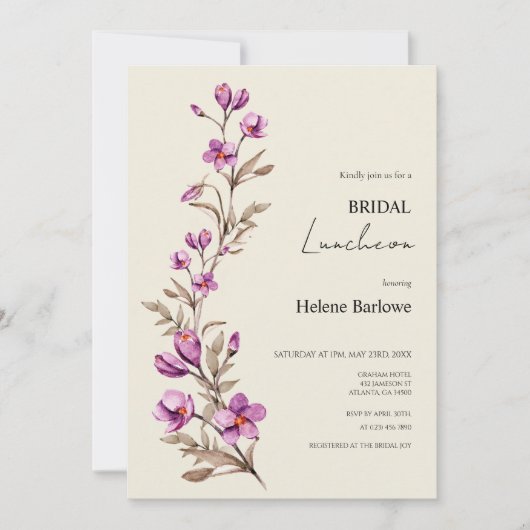 Elegant Pastel Wildblume Boho Bridal Luncheon Einladung (Vorderseite)