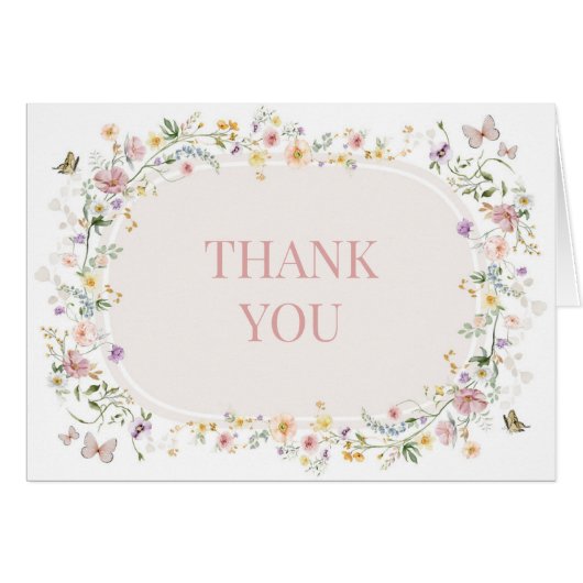 Elegant Pastel Wildblumen Blank Wedding Vielen Dan (Vorderseite (Horizontal))