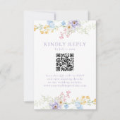 Elegant Pastel Wildflower Garden QR Code Wedding RSVP Karte (Vorderseite)