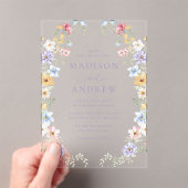 Elegant Pastel Wildflower Garden Wedding Acryleinladungen (Insitu (Handheld))