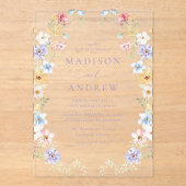 Elegant Pastel Wildflower Garden Wedding Acryleinladungen (Vorderseite)