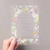Elegant Pastel Wildflower Garden Wedding Acryleinladungen (Insitu (Handheld))
