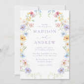 Elegant Pastel Wildflower Garden Wedding Einladung (Vorderseite)