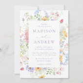 Elegant Pastel Wildflower Garden Wedding Einladung (Vorderseite)