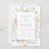 Elegant Pastel Wildflower Garden Wedding Save The Date (Vorderseite)
