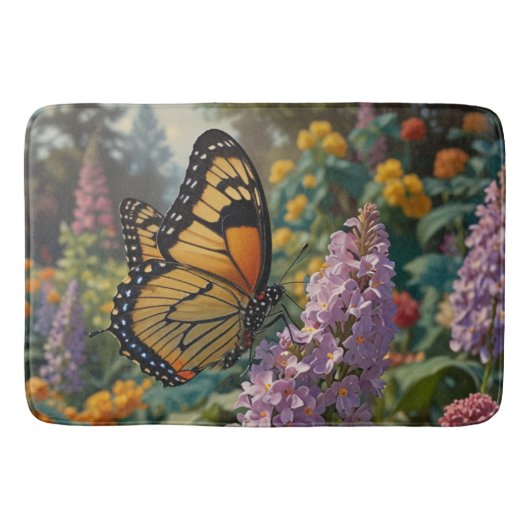 Elegant pastel wildflower garden with butterfly badematte (Vorderseite)