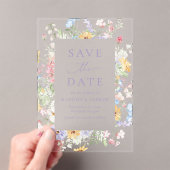 Elegant Pastel Wildflower Wedding Save the Date Acryleinladungen (Insitu (Handheld))