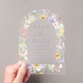 Elegant Pastel Wildflower Wedding Save the Date Acryleinladungen (Insitu (Handheld))