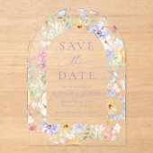 Elegant Pastel Wildflower Wedding Save the Date Acryleinladungen (Vorderseite)