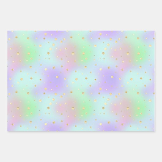 Elegant Pastels Gold Glitter  Geschenkpapier Set (Vorderseite 3)