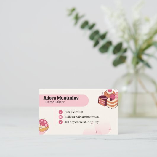 Elegant Pastry Chef Business Card – Custom Contact Visitenkarte (Stehend Vorderseite)