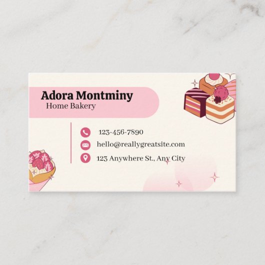 Elegant Pastry Chef Business Card – Custom Contact Visitenkarte (Vorderseite)