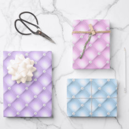 Elegant Patel Blau, Lila & rosa Diamant getupft Geschenkpapier Set