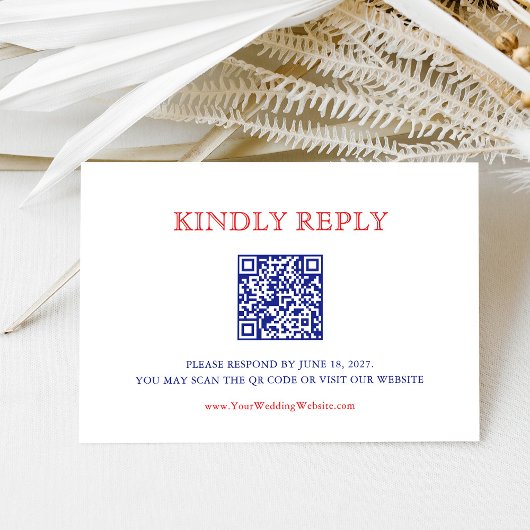 Elegant Patriotic 4th of July Wedding | QR Code RSVP Karte