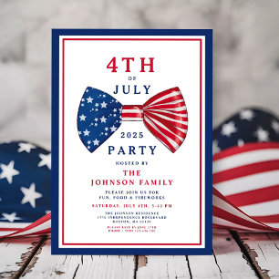 Elegant Patriotic Red White Blue 4. Juli Einladung