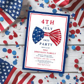 Elegant Patriotic Red White Blue 4. Juli Einladung