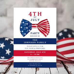 Elegant Patriotic Red White Blue 4. Juli Party Einladung