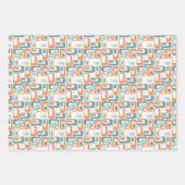 Elegant Patterns Aqua Teal Blue Mild Orange White Geschenkpapier Set (Vorderseite 2)