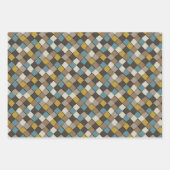 Elegant Patterns Blue Brown Mustard Beige  Geschenkpapier Set (Vorderseite 3)