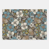 Elegant Patterns Blue Brown Mustard Beige  Geschenkpapier Set (Vorderseite)