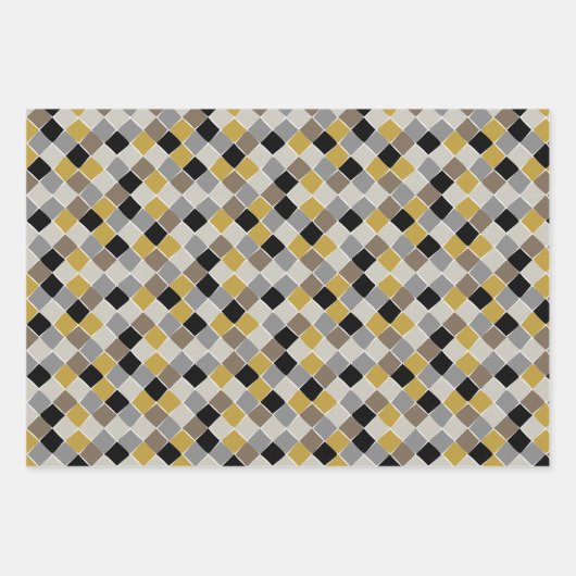 Elegant Patterns Mustard Beige Taupe Grey Geschenkpapier Set (Vorderseite 3)