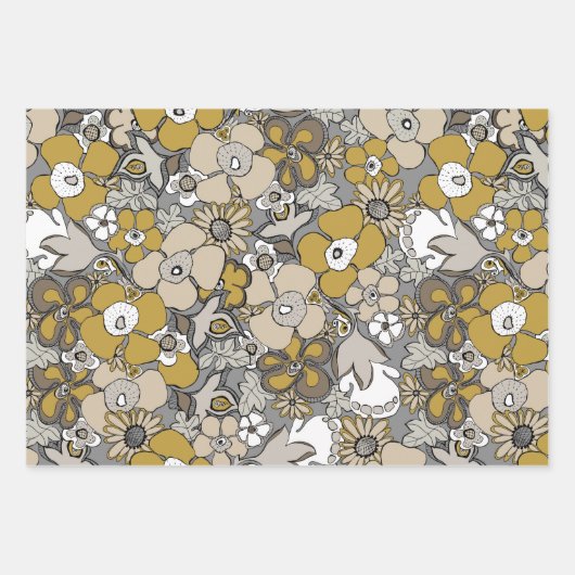 Elegant Patterns Mustard Beige Taupe Grey Geschenkpapier Set (Vorderseite)