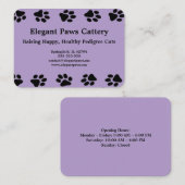 Elegant Paws Cattery Business Card with Paw Print Visitenkarte (Vorne/Hinten)