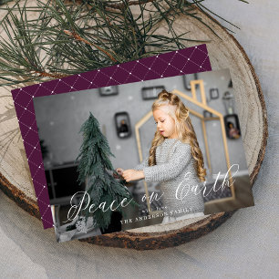 Elegant Peace in Sugar Plum   Weihnachts-Fotokarte Feiertagskarte