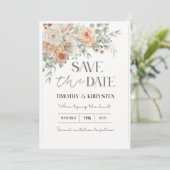 Elegant Peach and Green Save the Date Invitation Einladung (Stehend Vorderseite)