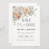 Elegant Peach and Green Save the Date Invitation Einladung (Vorne/Hinten)