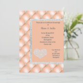 ELEGANT PEACH APRICOT HERZDIAMOND WEDD EINLADUNG (Stehend Vorderseite)