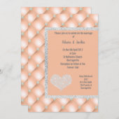 ELEGANT PEACH APRICOT HERZDIAMOND WEDD EINLADUNG (Vorne/Hinten)