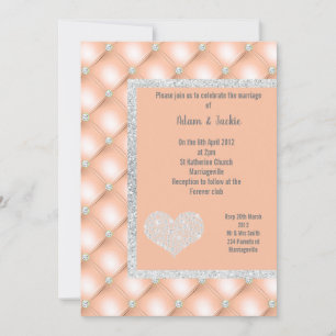 ELEGANT PEACH APRICOT HERZDIAMOND WEDD EINLADUNG