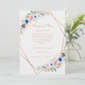 Elegant Peach Blue Wedding Collection Einladung (Stehend Vorderseite)