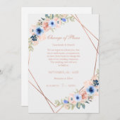 Elegant Peach Blue Wedding Collection Einladung (Vorne/Hinten)