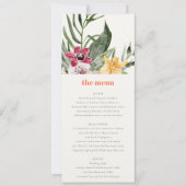 Elegant Peach Blush Boho Tropical Floral Menu Card Einladung (Vorderseite)