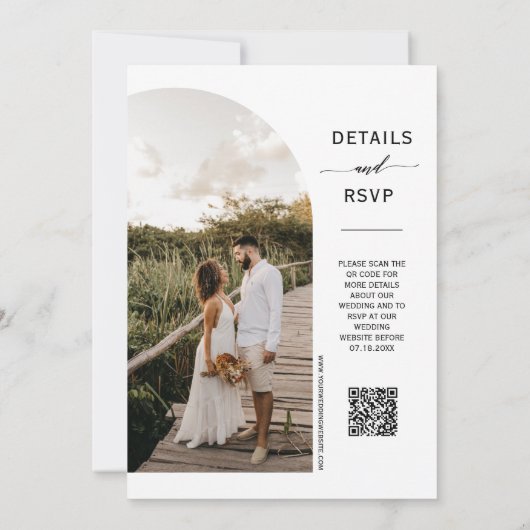 Elegant Peach Boho Foto QR Code Wedding Einladung (Rückseite)